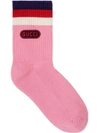 Gucci Rubber Stamp Contrast Stripe Socks - Pink