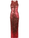 Galvan Long Sequin Dress In Red