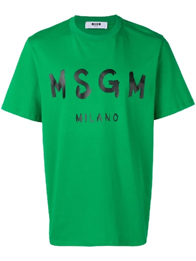 Msgm Painted Logo T-shirt - Green