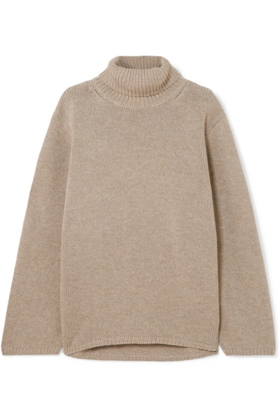 Totême Cambridge Merino Wool And Cashmere-blend Turtleneck Sweater In Beige Melange