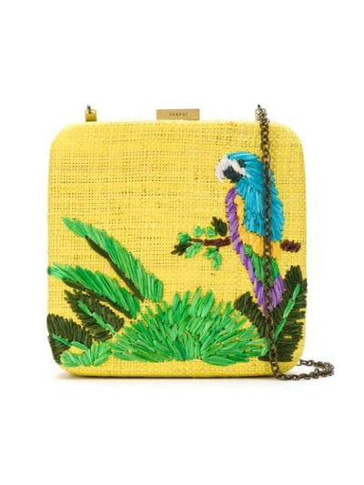 Serpui Embroidered Clutch Bag In Yellow