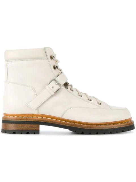 Pre-Owned Hermes Lace-up Ankle Boots In White | ModeSens