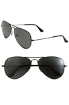 Ray Ban 'polarized Original Aviator' 58mm Sunglasses In Black/ Green P