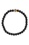 Caputo & Co Stone Bead Bracelet In Black Onyx