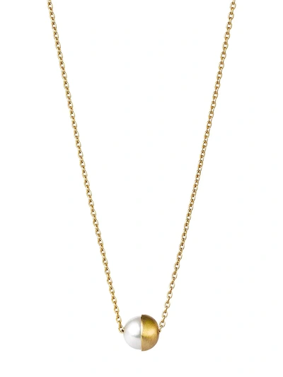 Shihara Half Pearl Necklace 90° In Metallic