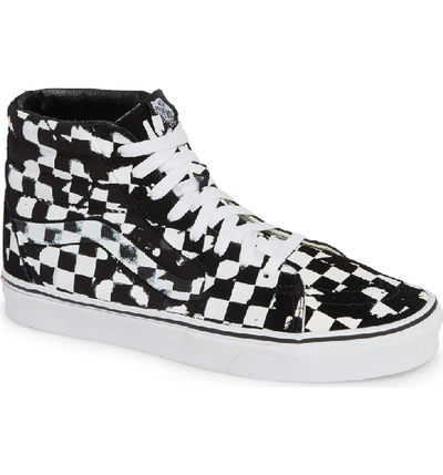 Vans Overprint Check Sk8 Hi Sneaker In Black/ True White