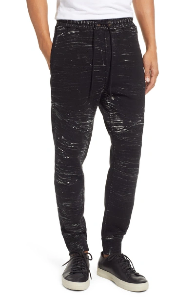 Hudson Men's French Terry Jogger Pants In Black Marble