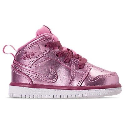 Nike Jordan Girls' Toddler Air 1 Mid Casual Shoes In Pink Size 6.0 Leather