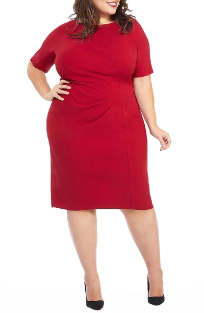Maggy London Metro Draped Side Sheath Dress In Red