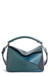 Loewe Medium Puzzle Calfskin Leather Shoulder Bag - Blue In Petroleum Blue/ Cypress