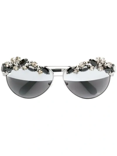 Philipp Plein Crystal Embellished Sunglasses In Black