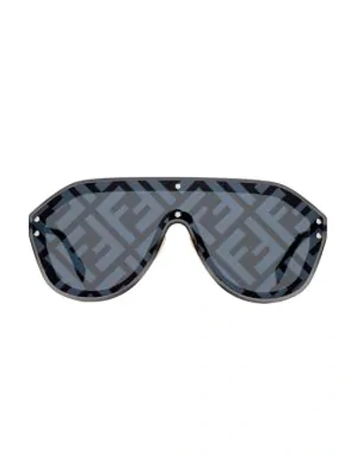 Fendi Men's 99mm Logo Fashion Shield Sunglasses In Grey