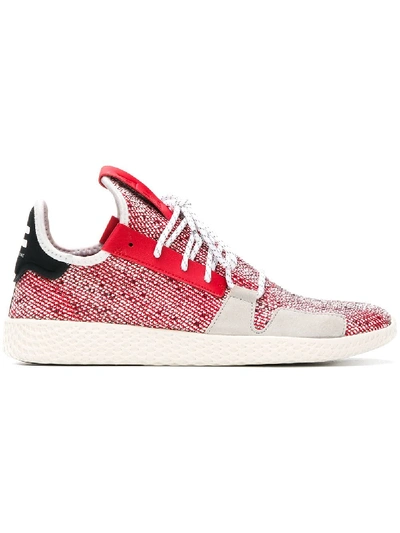 Adidas Originals By Pharrell Williams Adidas By Pharrell Williams Red, Grey And White X Pharrell Williams Solarhu V2 Tennis Sneakers