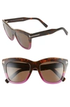 Tom Ford Women's Julie Square Sunglasses, 52mm In Havana/brown