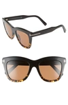 Tom Ford Women's Julie Square Sunglasses, 52mm In Black/brown