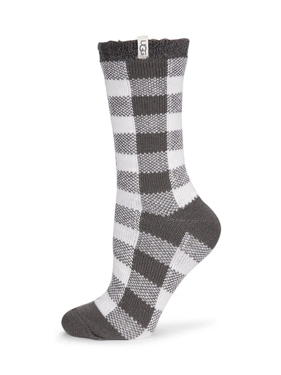 Ugg Vanna Check Socks In Charcoal White
