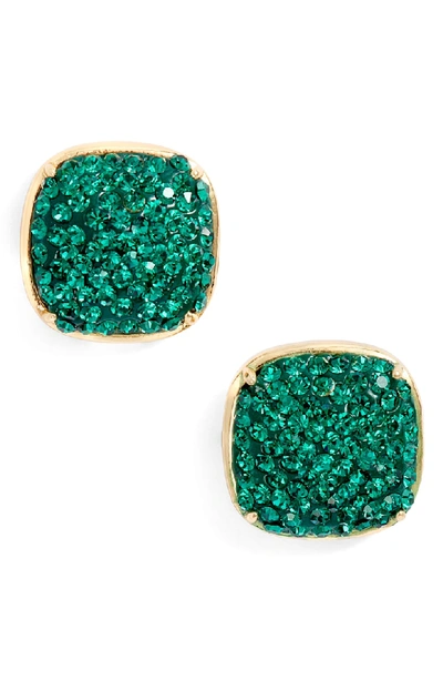 Kate Spade Pave Small Square Stud Earrings In Emerald