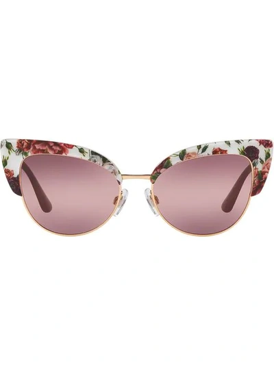 Dolce & Gabbana Cat-eye Floral Sunglasses In White