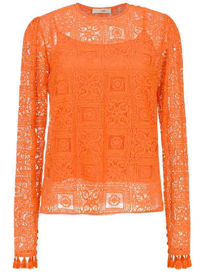 Nk Long Sleeved Lace Top In Orange