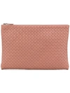 Bottega Veneta Woven Clutch In 6600 -deco Rose/deco Rose