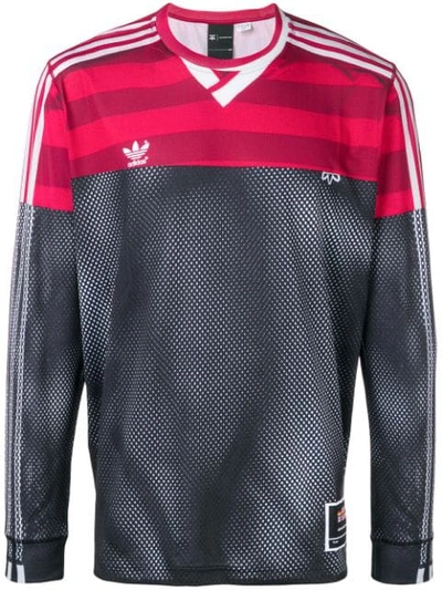 Adidas Originals By Alexander Wang Adidas By Alexander Wang Photocopy Long Sleeve Tee In Stripes,red,gray. In Black & Fox Brown
