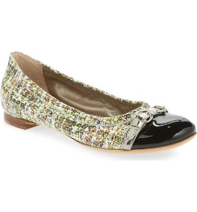 Agl Attilio Giusti Leombruni Cap Toe Ballet Flat In Green Tweed Print