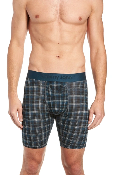 Tommy John Second Skin Plaid Boxer Briefs In Reflecting Pond
