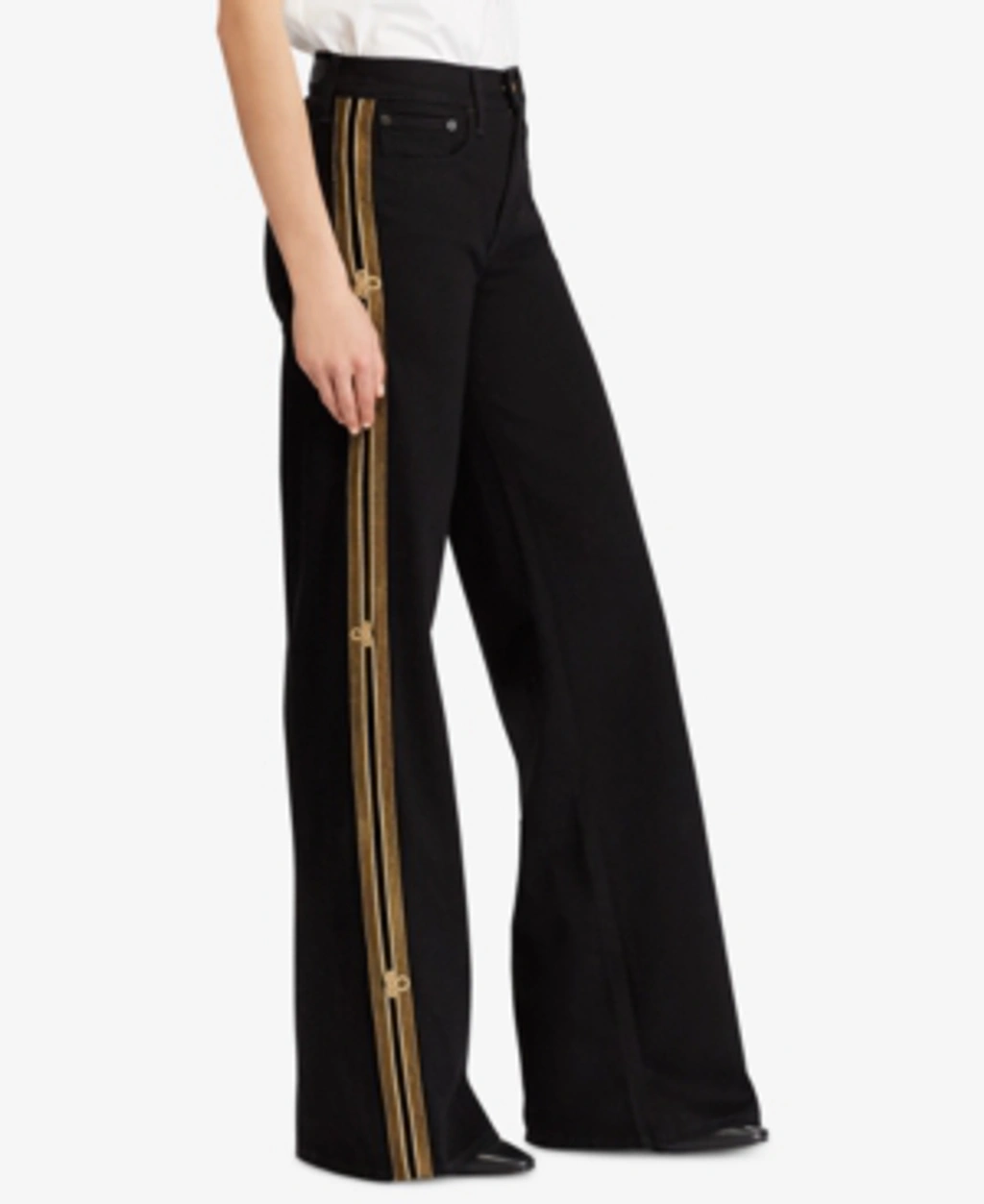 うのにもお得な Lauren Ralph Polo Striped ModeSens | Black In Jeans Wide-leg パンツ
