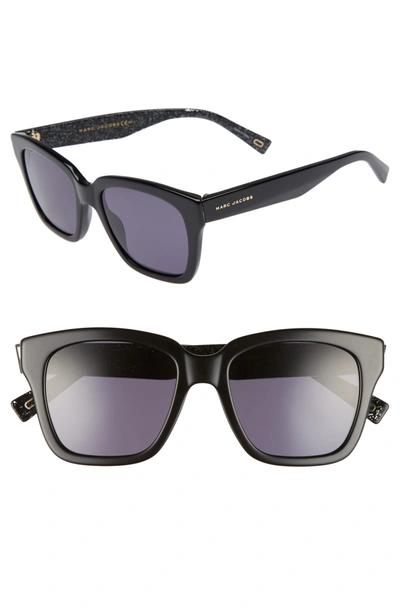 Marc Jacobs 52mm Square Sunglasses - Black Glitter/ Gray Blue