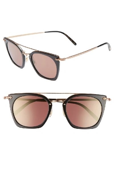 Oliver Peoples Dacette 50mm Square Aviator Sunglasses - Black/ Rose Gold