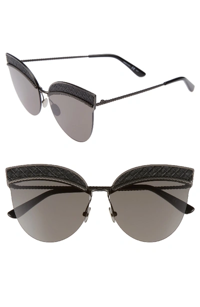 Bottega Veneta 64mm Semi-rimless Cat Eye Sunglasses In Black