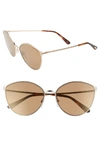 Tom Ford Zeila 60mm Mirrored Cat Eye Sunglasses - Rose Gold/ Havana/ Brown Gold