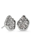 Kendra Scott Tessa Stone Stud Earrings In Platinum Drusy/ Silver
