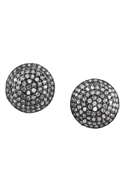 Sheryl Lowe Pavé Diamond Dome Stud Earrings In Sterling Silver