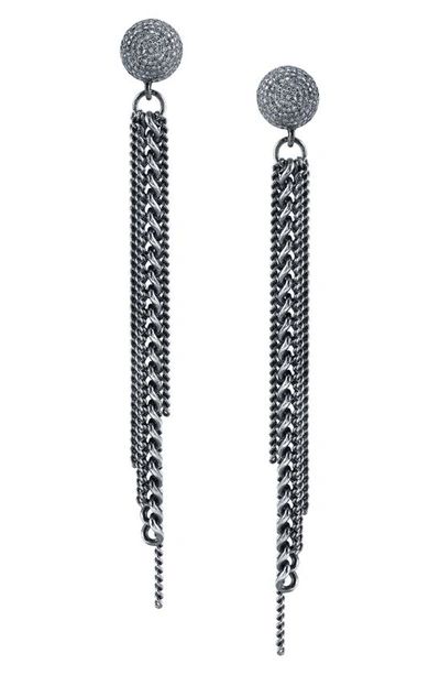 Sheryl Lowe Fringe Earrings With Diamonds In Sterling Silver