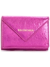 Balenciaga Papier Metallic-leather Purse In Pink