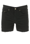 Saint Laurent Fringed Denim Shorts In Black