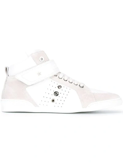 Jimmy Choo Lewis High-top Leather And Suede Trainers In White/white