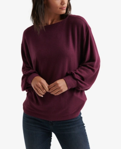Lucky Brand Ribbed Dolman Sweater In Wine Tasting
