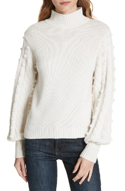 Autumn Cashmere Popcorn Sleeve Cashmere & Wool Blend Sweater In Vanilla