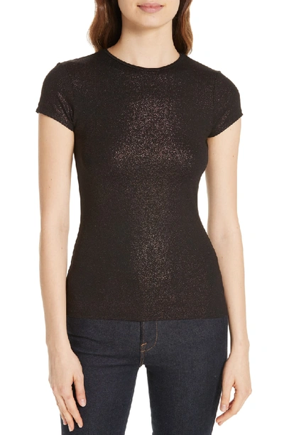 Ted Baker Amander Shimmer Fitted Tee In Dark Brown