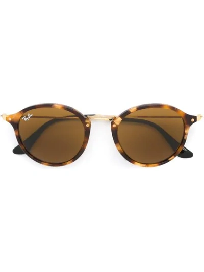 Ray Ban Round Frame Sunglasses In Brown