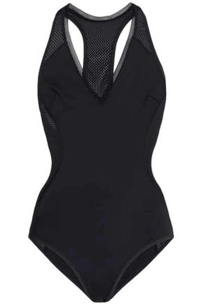 Stella Mccartney Woman Mesh-trimmed Neoprene Swimsuit Black