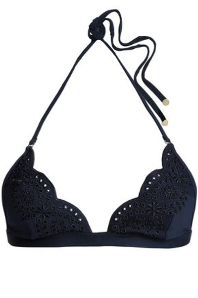 Stella Mccartney Woman Broderie Anglaise Triangle Bikini Top Navy