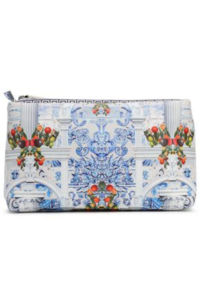 Camilla Woman Printed Coated Faux Leather Cosmetics Bag Off-white