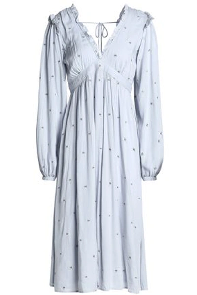 Love Sam Woman Beckman Tie-back Embroidered Voile Dress Sky Blue