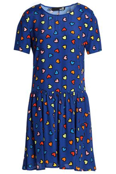 Love Moschino Woman Printed Woven Mini Dress Royal Blue
