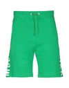 Bikkembergs Man Shorts & Bermuda Shorts Green Size M Cotton, Elastane