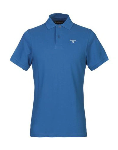 Barbour Polo Shirt In Pique Cotton With Logo In Pigment Blue