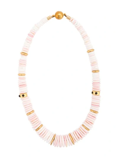 Lizzie Fortunato Circle Beaded Necklace In Pink